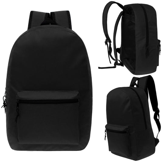 12 Großhandels 15 'Klassische Rucksäcke in Schwarz & 12 Bulk School Supply Kits Ihrer Wahl