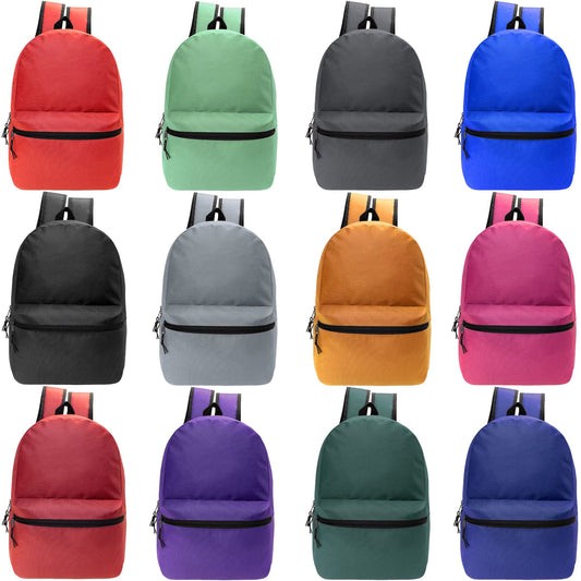 12 Basic 18,5 'Rucksäcke in 12 verschiedenen Farben & Ihre Wahl von 12 Bulk Hygiene Kits - Wholesale PFLEGE Package: Obdachlos, Notfall, Wohltätigkeit