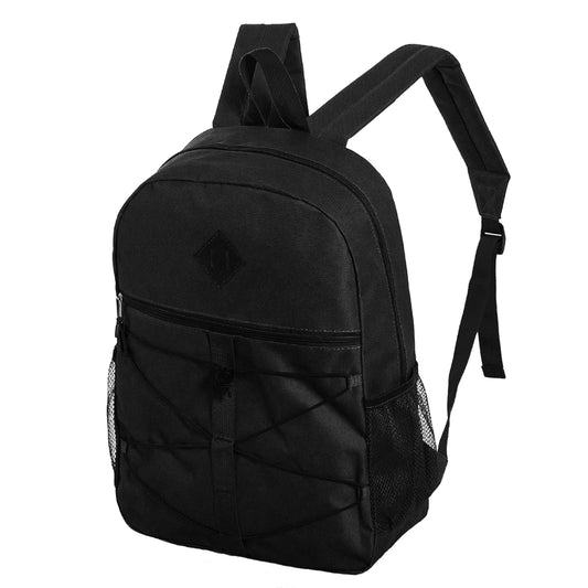 18' Wholesale Bungee Rucksäcke in schwarzer Farbe - Bulk Case von 24 Bookbags