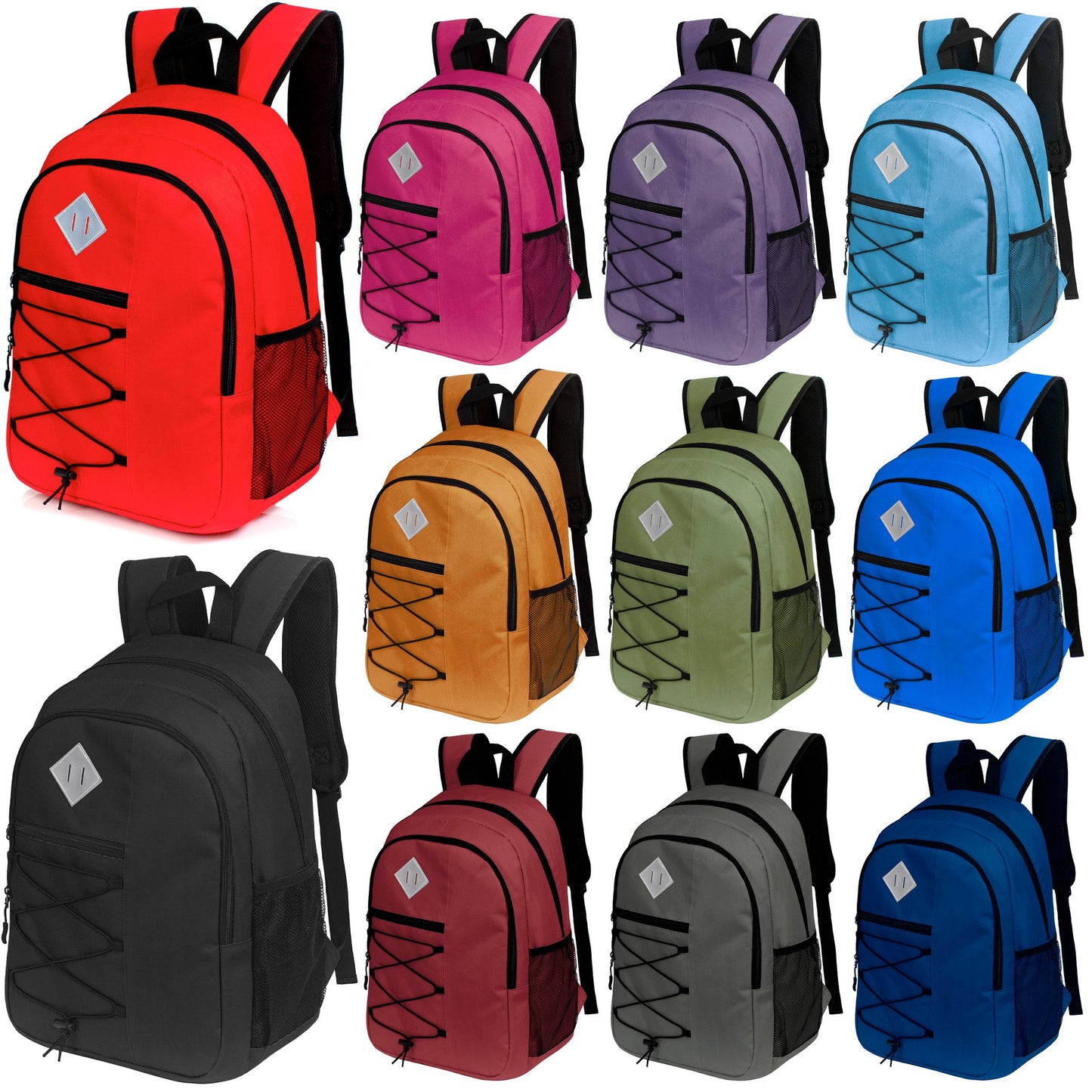 18' Wholesale Rucksack - Bungee Design, gepolsterte Rückseite, Laptop Sleeve - Bulk Case von 24
