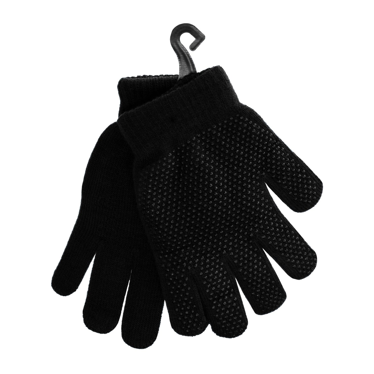 Schwarz Knit Wholesale Winter Handschuhe - Unisex - Obdachlose Pflege - Bulk Case von 96