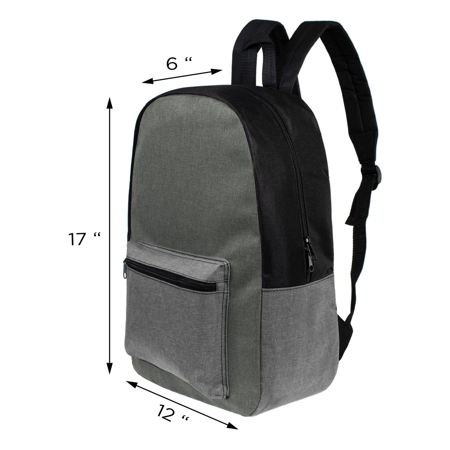 17 'Kids Basic Wholesale Rucksack in verschiedenen Grautönen - Bulk Case von 24 Rucksäcken