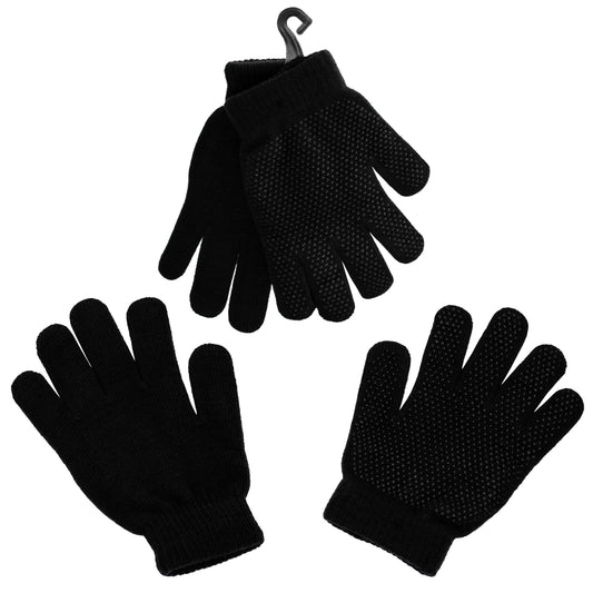 Schwarz Knit Wholesale Winter Handschuhe - Unisex - Obdachlose Pflege - Bulk Case von 96