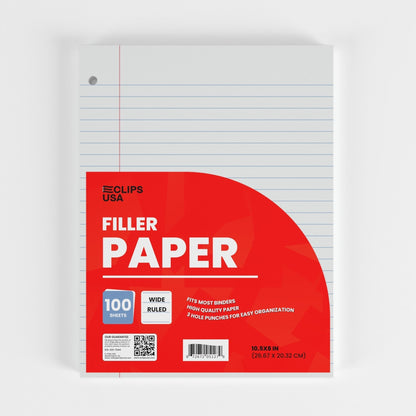 Großhandelsfüllpapier für die Rückkehr in die Schule - Wide Ruled - 100 Blätter - Bulk Case von 48 Packungen