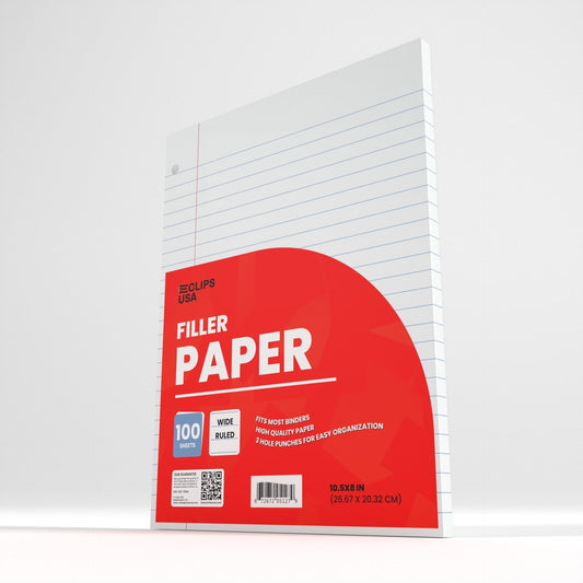 Großhandelsfüllpapier für die Rückkehr in die Schule - Wide Ruled - 100 Blätter - Bulk Case von 48 Packungen