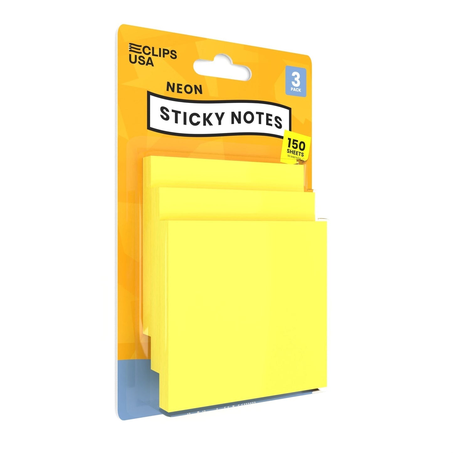 Neon Yellow Wholesale Sticky HINWEISE - 3 X 3 Zoll - 3 Pads / Packung - Bulk Case von 48 Packungen