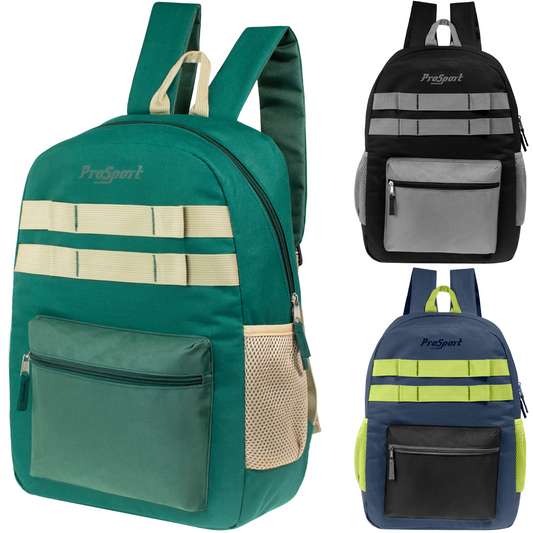 12 Multi-Color 17 'Rucksäcke mit Accent Trim & Ihre Wahl von 12 Bulk Hygiene Kits - Wholesale PFLEGE Package: Obdachlos, Notfall, Wohltätigkeit