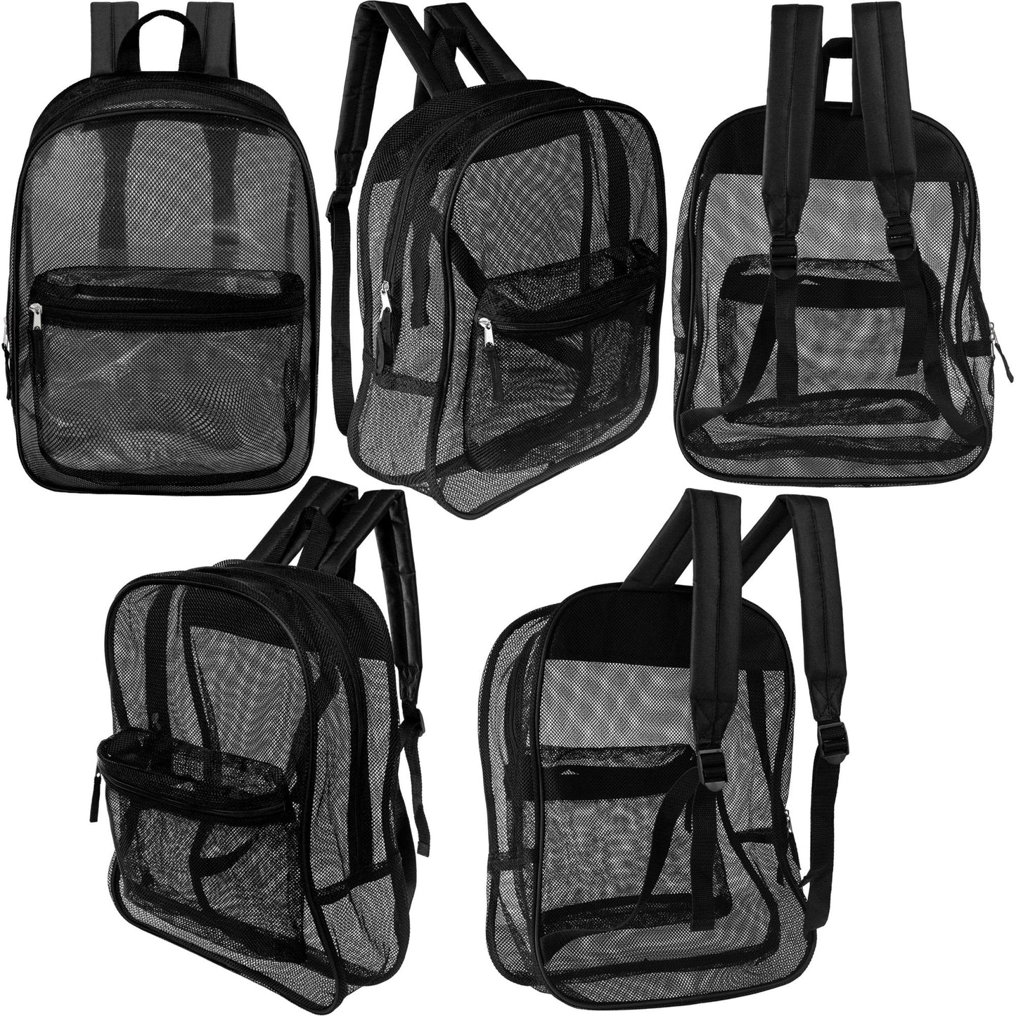 12 Wholesale 17 'Mesh Rucksäcke in Schwarz & 12 Bulk School Supply Kits Ihrer Wahl