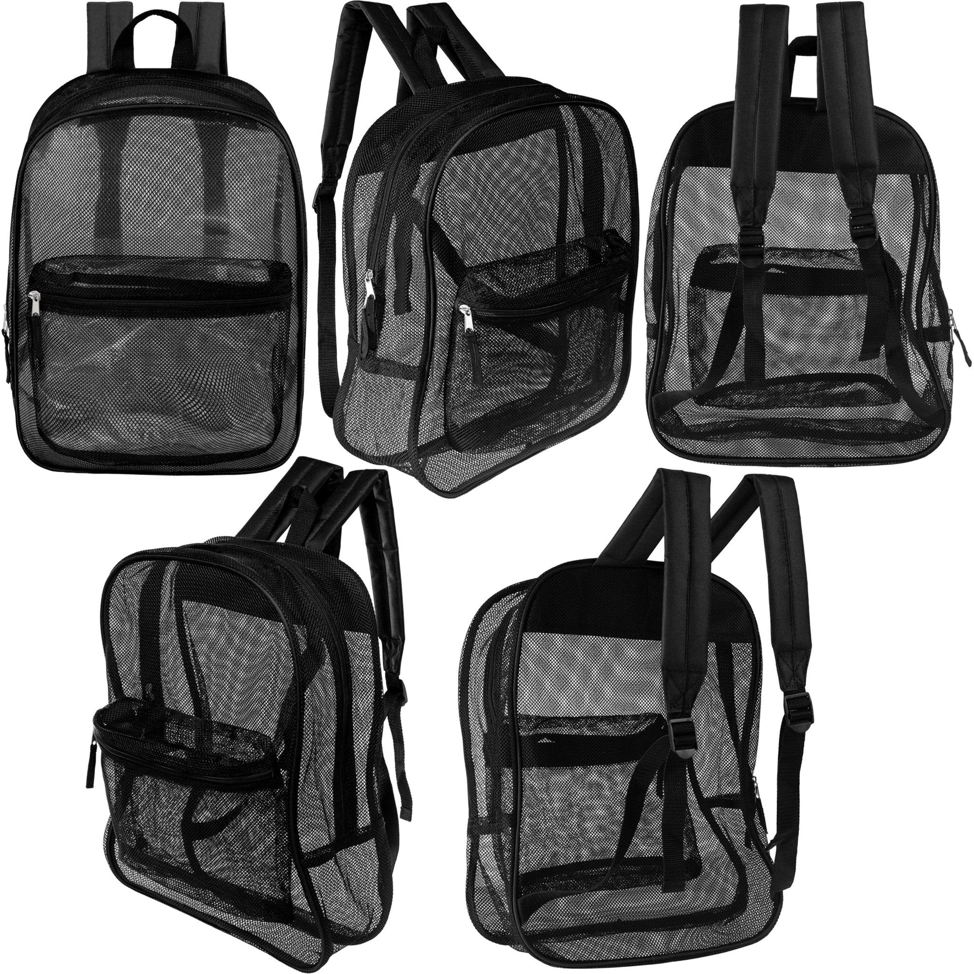 17 'Großhandels-Mesh-Rucksack in Schwarz für die Schule - Bulk Case von 24 Schwarz Mesh Bookbags