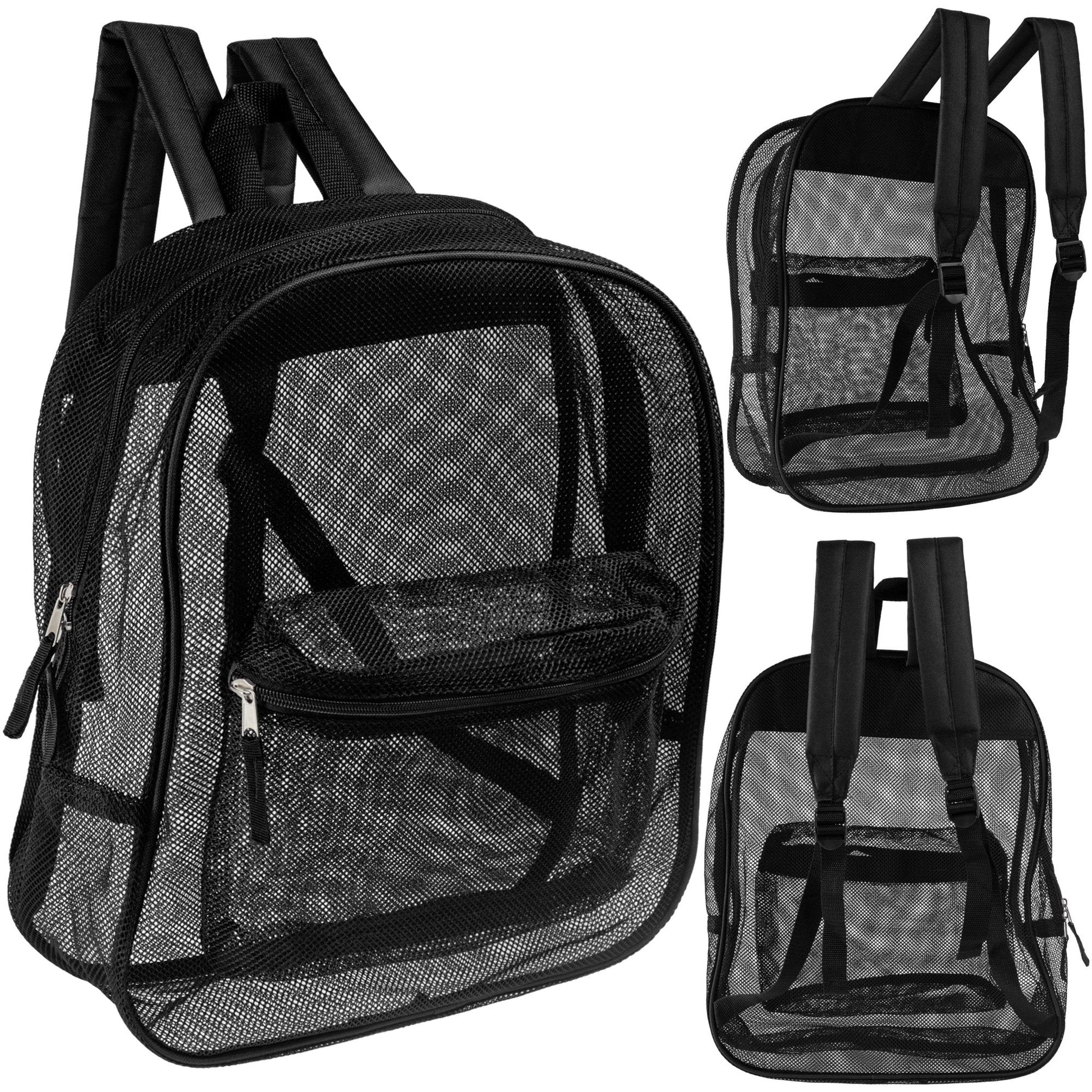 12 Wholesale 17 'Mesh Rucksäcke in Schwarz & 12 Bulk School Supply Kits Ihrer Wahl