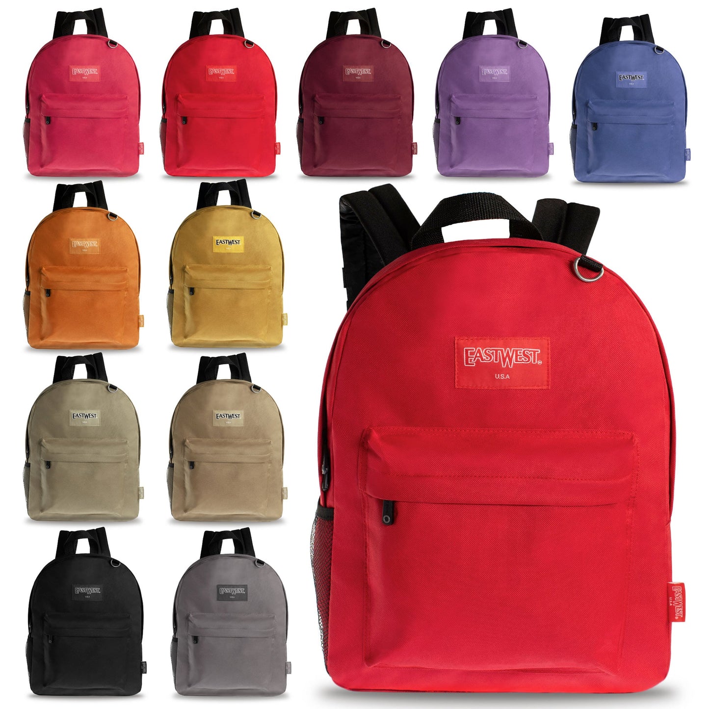 17 'Kids Basic Wholesale Rucksack in verschiedenen Farben - Bulk Case von 24 Bookbags