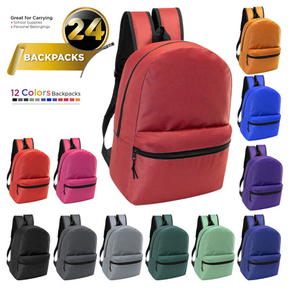 17' Kids Basic Wholesale Rucksack in 12 Farben - Bulk Case von 24 Bookbags