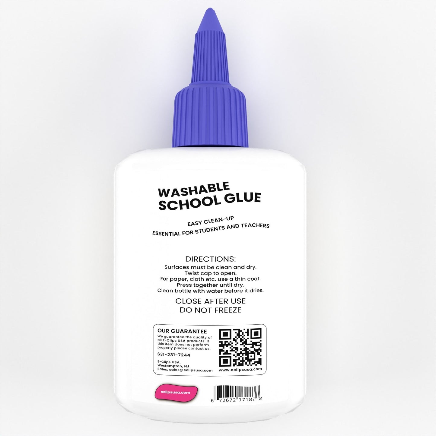 Washable Wholesale School Kleber in Weiß - Trocknet klar - Große 113 g Squeeze Flasche - Bulk Case von 48