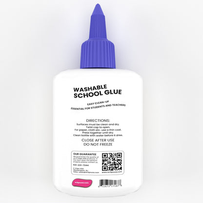 Washable Wholesale School Kleber in Weiß - Trocknet klar - Große 113 g Squeeze Flasche - Bulk Case von 48