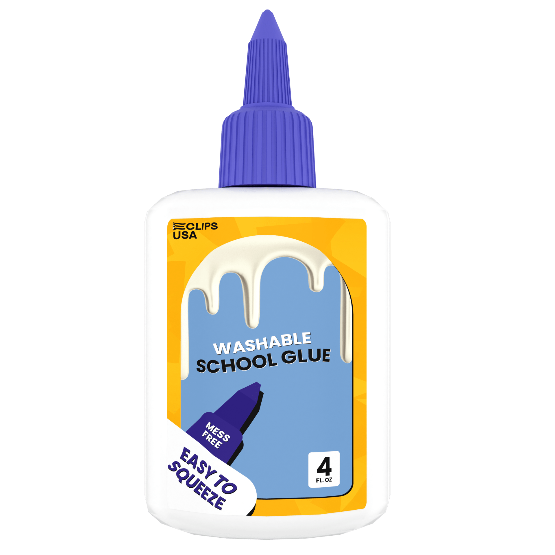 Washable Wholesale School Kleber in Weiß - Trocknet klar - Große 113 g Squeeze Flasche - Bulk Case von 48