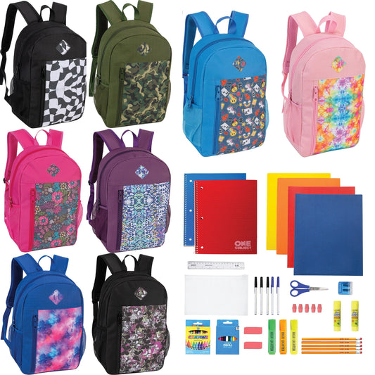 19 'Paded Back Patterned Wholesale Rucksäcke & 12 Bulk School Supply Kits Ihrer Wahl