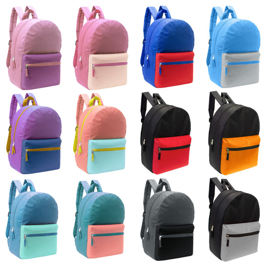 17' Kids Basic Wholesale Rucksack in 12 Farben 2 Ton - Bulk Case von 24 Rucksäcken