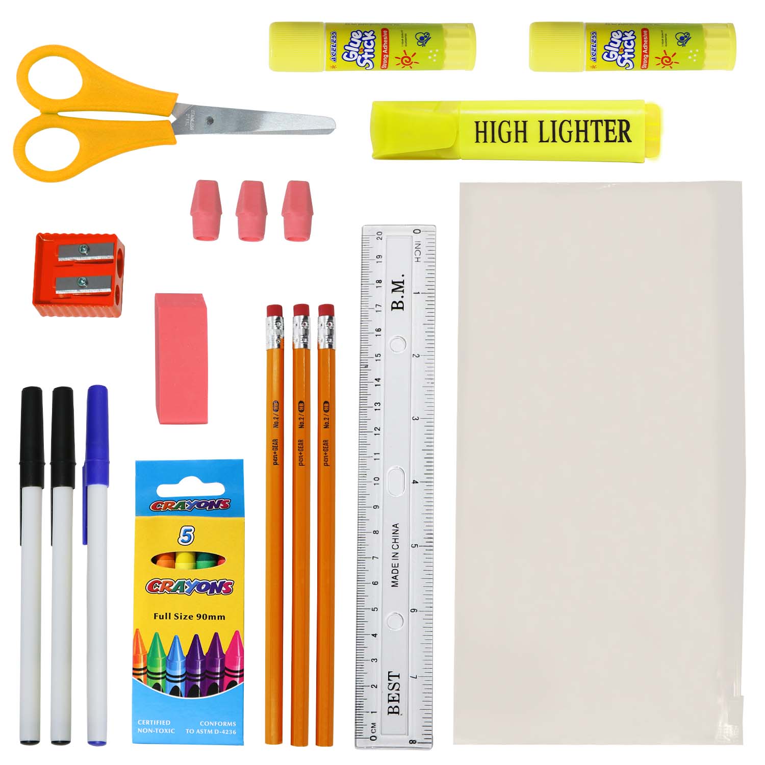 12 Wholesale 17 'Basic Rucksäcke in Dark Grün & 12 Bulk School Supply Kits Ihrer Wahl
