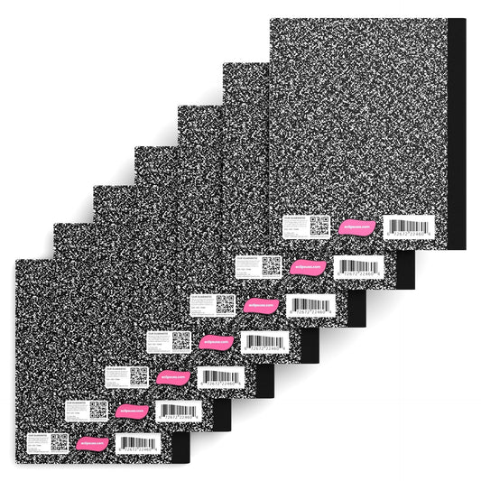 Wide Ruled Wholesale Composition Notebooks in Schwarz - Bulk Case von 48 Notebooks