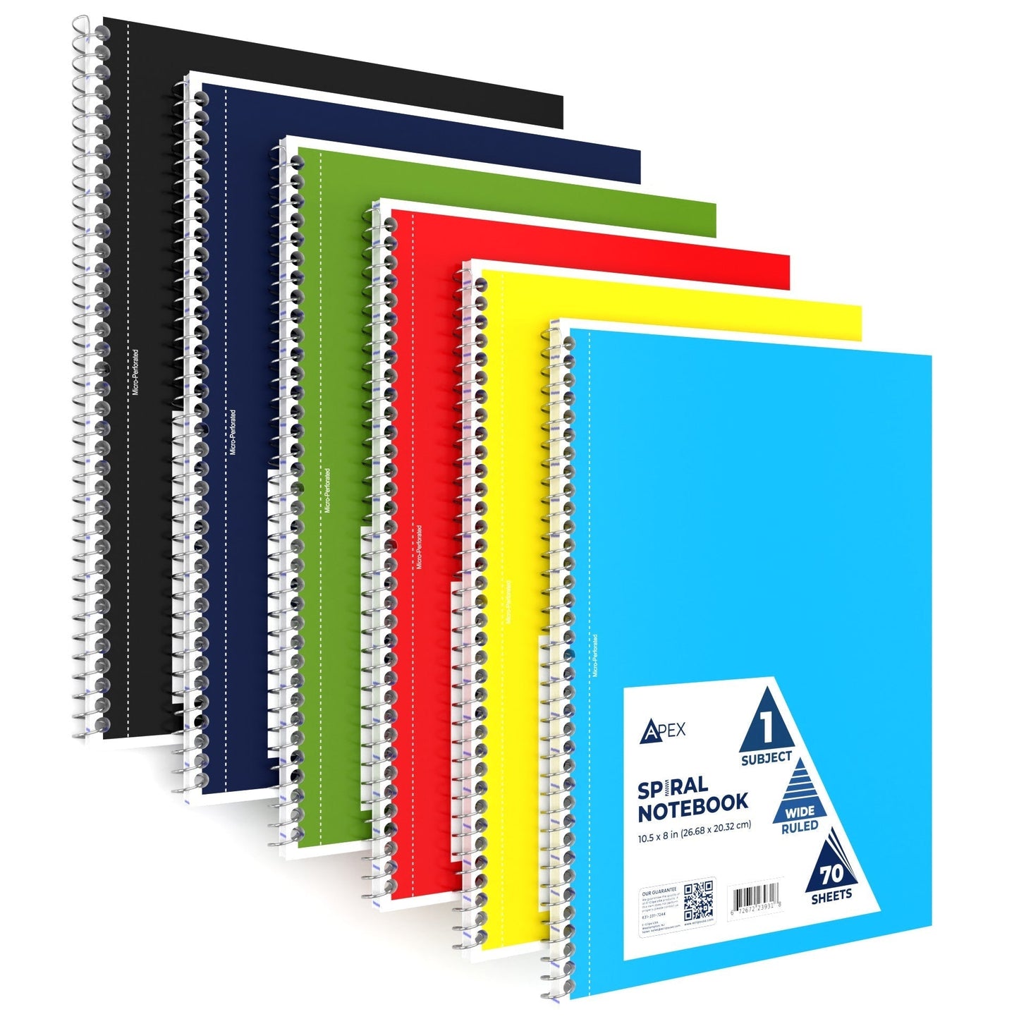 Wholesale Spiral Notebooks - Wide Ruled - 1 Thema - 70 Blätter - Bulk Case von 48 Notebooks