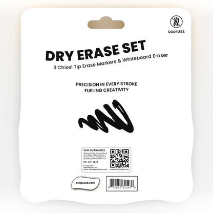 Wholesale Dry Erase Marker - 3er-Set Chisel-Tip Marker w / Eraser in Schwarz - Bulk Case von 40 Sets
