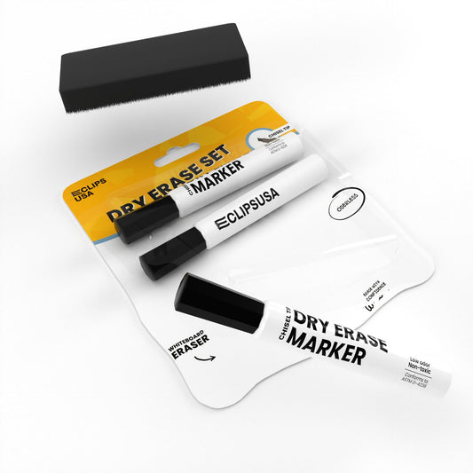 Wholesale Dry Erase Marker - 3er-Set Chisel-Tip Marker w / Eraser in Schwarz - Bulk Case von 40 Sets