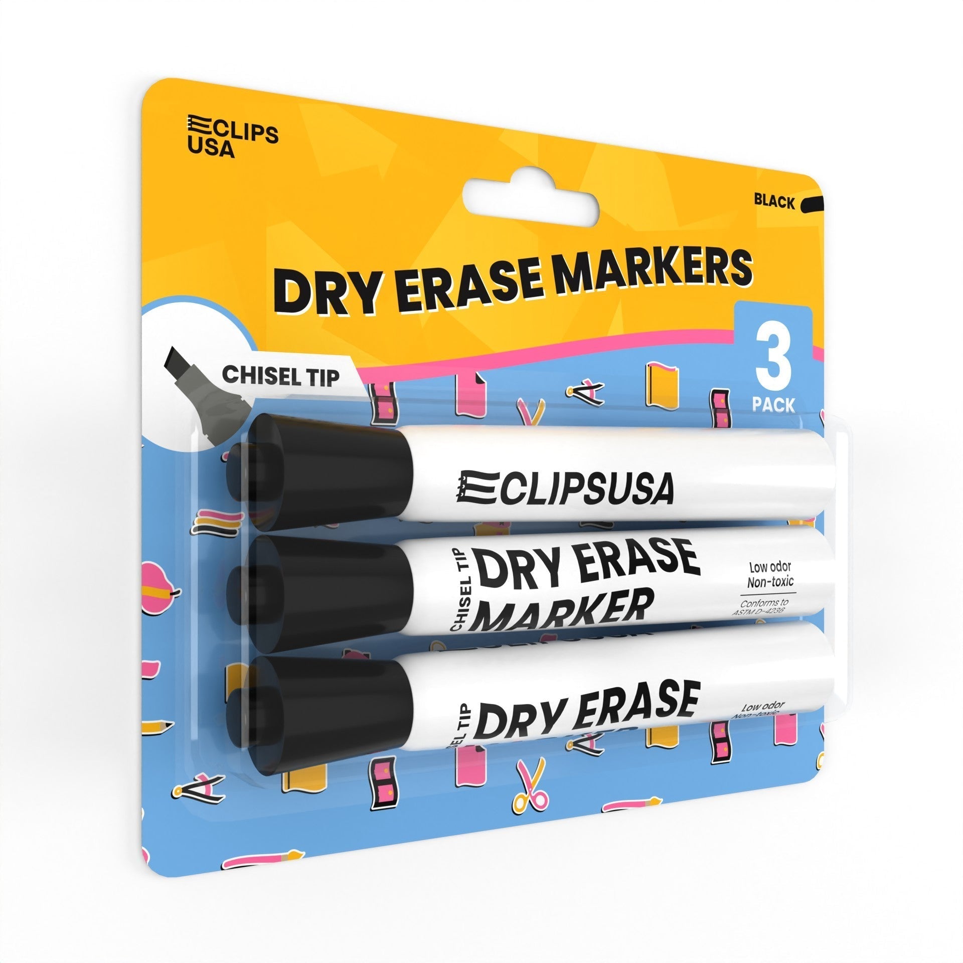 Großhandels-Schwarz-Dry-Erase-Marker - Chisel-Tipp - Bulk Case / 72 Packungen mit 3 - Total 216 Marker