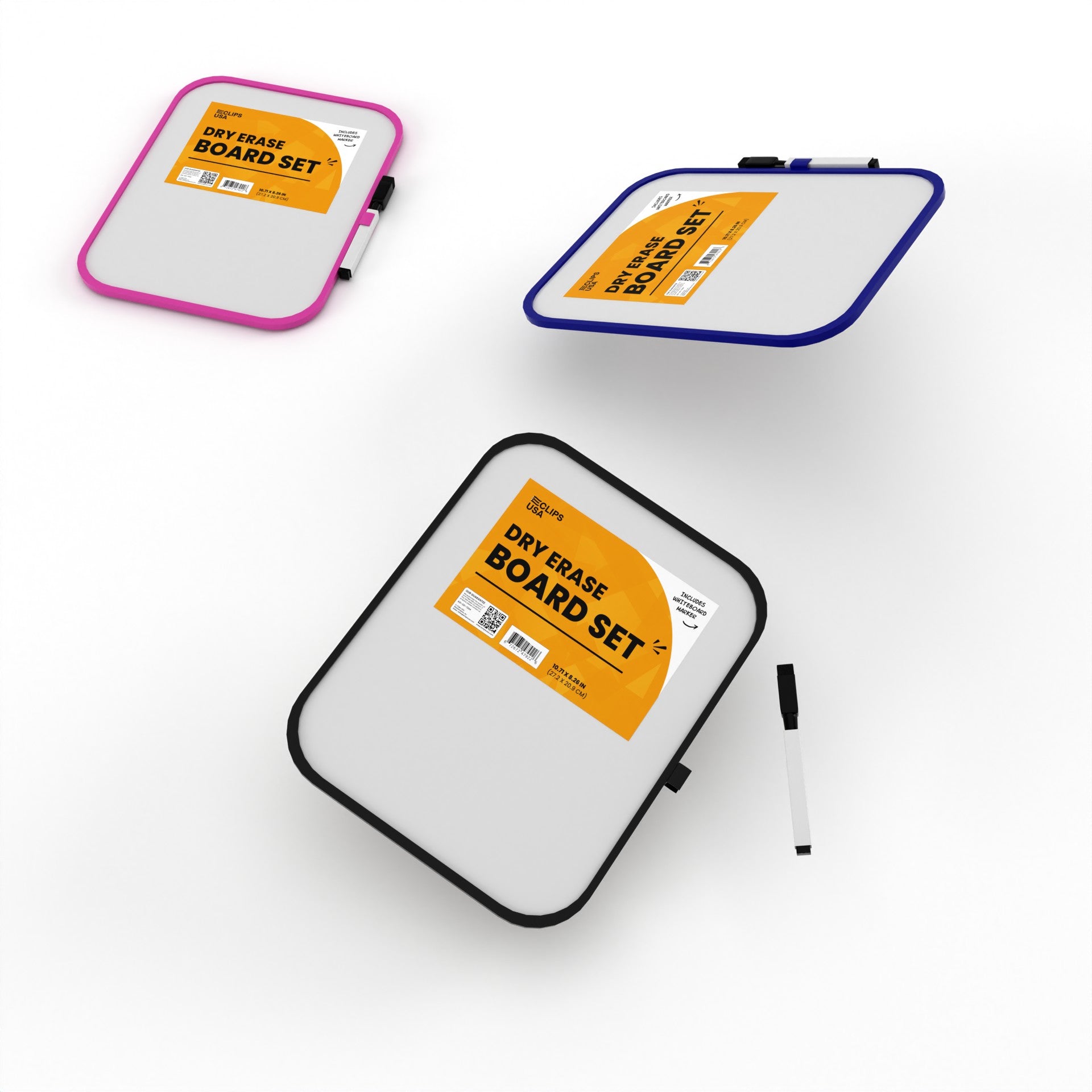 Großhandels-Trockenlöschplatten in verschiedenen Farben mit Marker - 3 Packung - Bulk Case von 48 Packungen - 144 Gesamt Boards