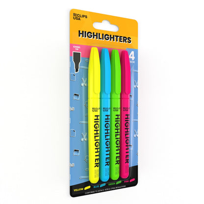 Großhandels Feine Tipp Highlighter in verschiedenen Farben - Packung von 4 - Bulk Case / 48 Packungen - 192 Total Marker