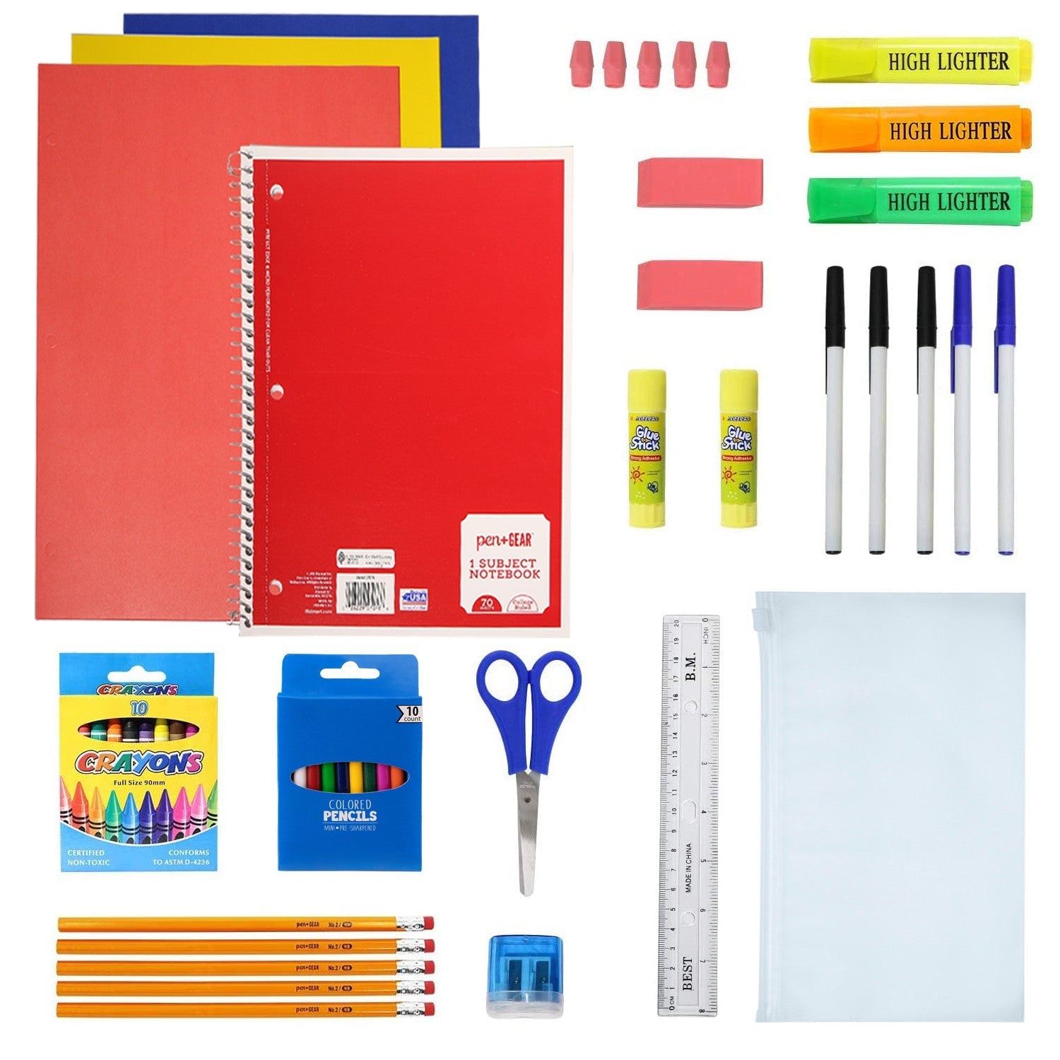 12 Großhandels-17' Reflektierende Rucksäcke in verschiedenen Farben & 12 Bulk School Supply Kits Ihrer Wahl