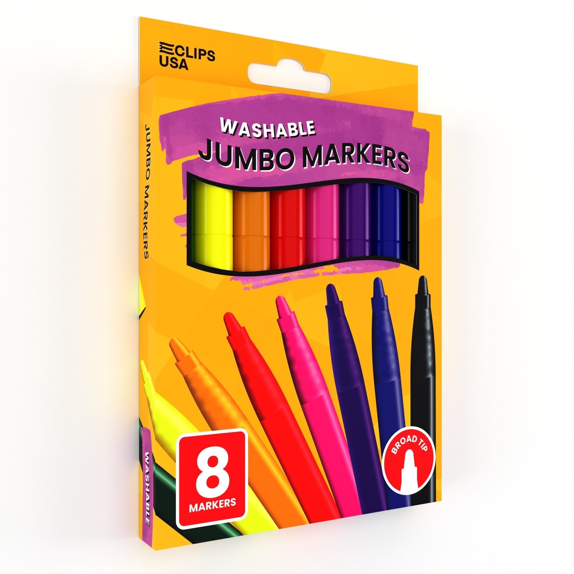 Großhandels-Jumbo Washable Marker - 8 Packung - Breiter Tipp - Verschiedene Farben - Bulk Case von 48 Packungen