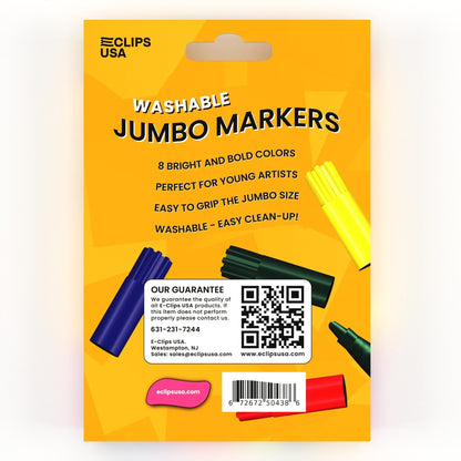 Großhandels-Jumbo Washable Marker - 8 Packung - Breiter Tipp - Verschiedene Farben - Bulk Case von 48 Packungen