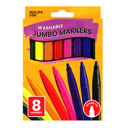 Großhandels-Jumbo Washable Marker - 8 Packung - Breiter Tipp - Verschiedene Farben - Bulk Case von 48 Packungen