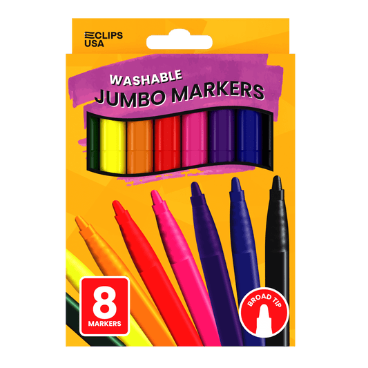 Großhandels-Jumbo Washable Marker - 8 Packung - Breiter Tipp - Verschiedene Farben - Bulk Case von 48 Packungen