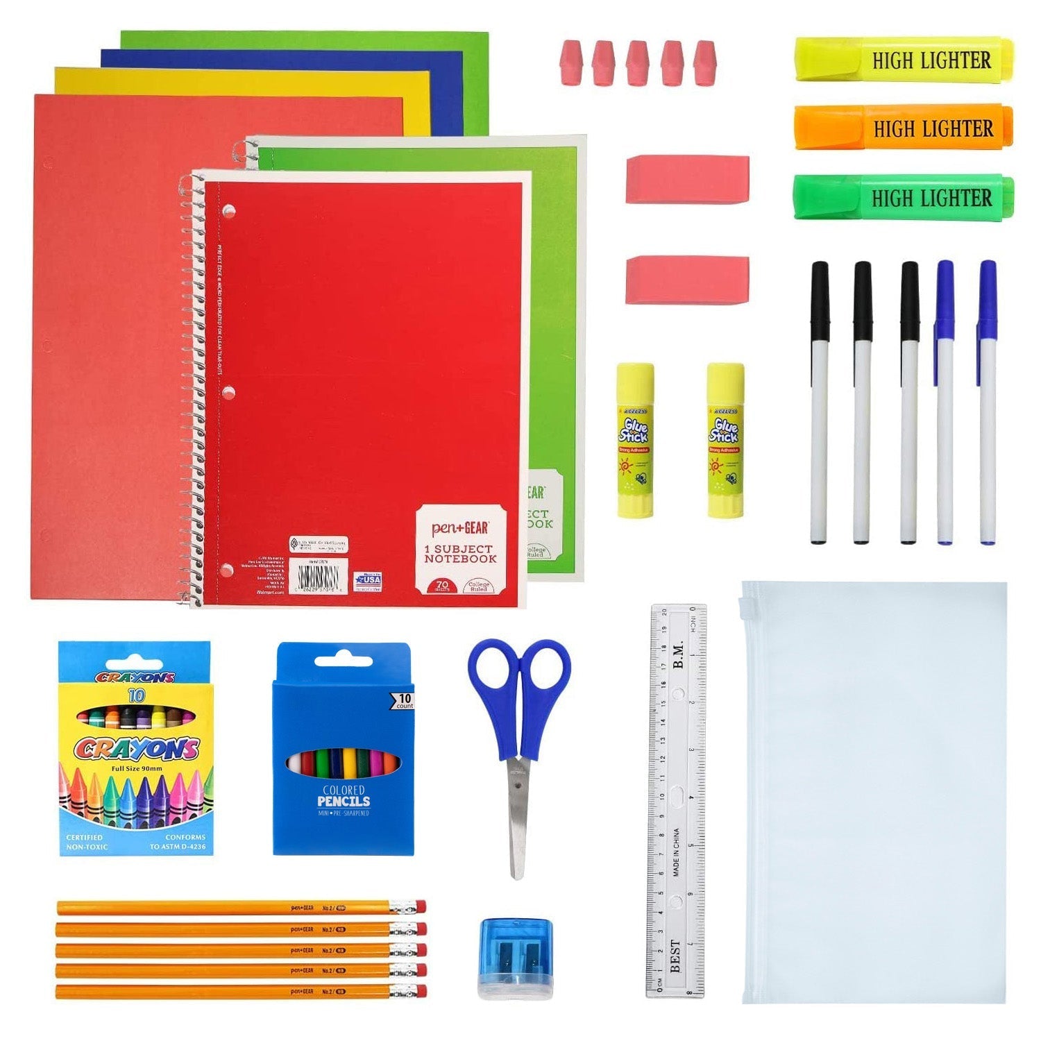 12 Großhandels-17' Reflektierende Rucksäcke in verschiedenen Farben & 12 Bulk School Supply Kits Ihrer Wahl