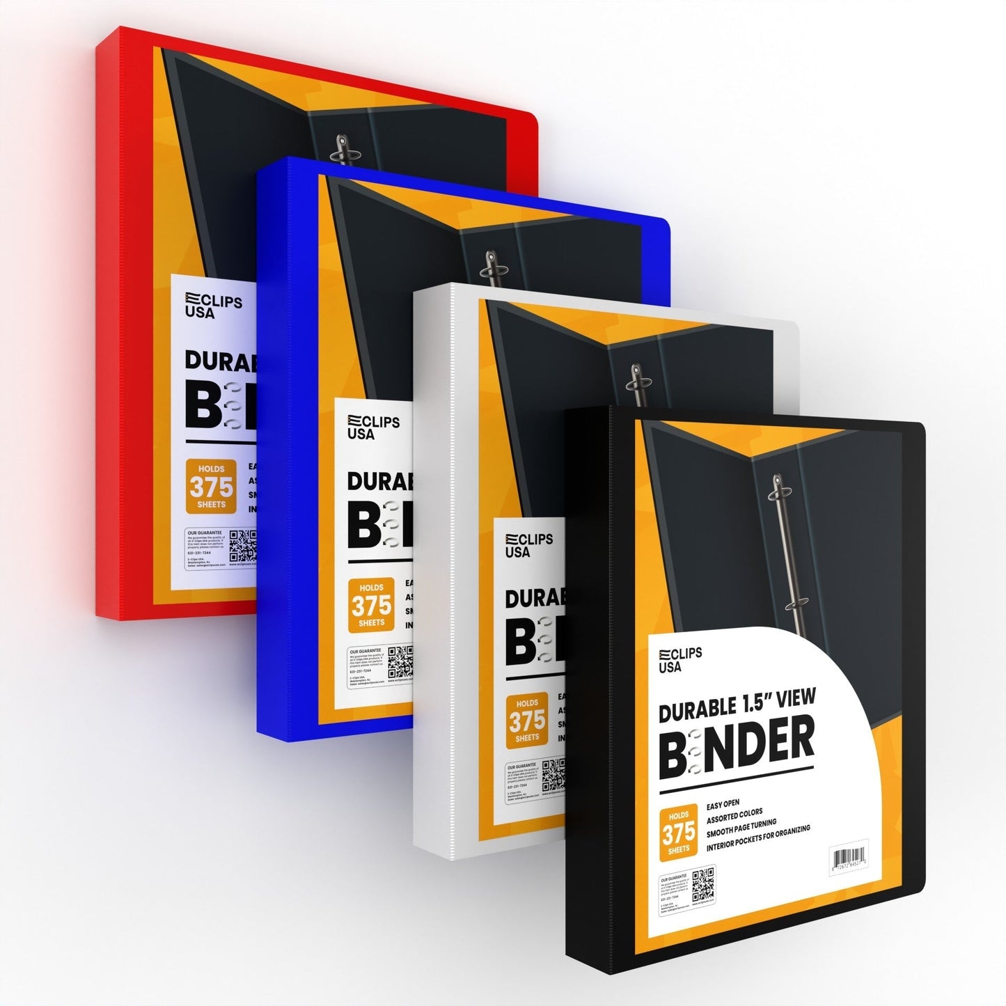 Großhandel 1.5' Binder in verschiedenen Farben mit 2 Innentaschen - Bulk Case von 24 Bindern