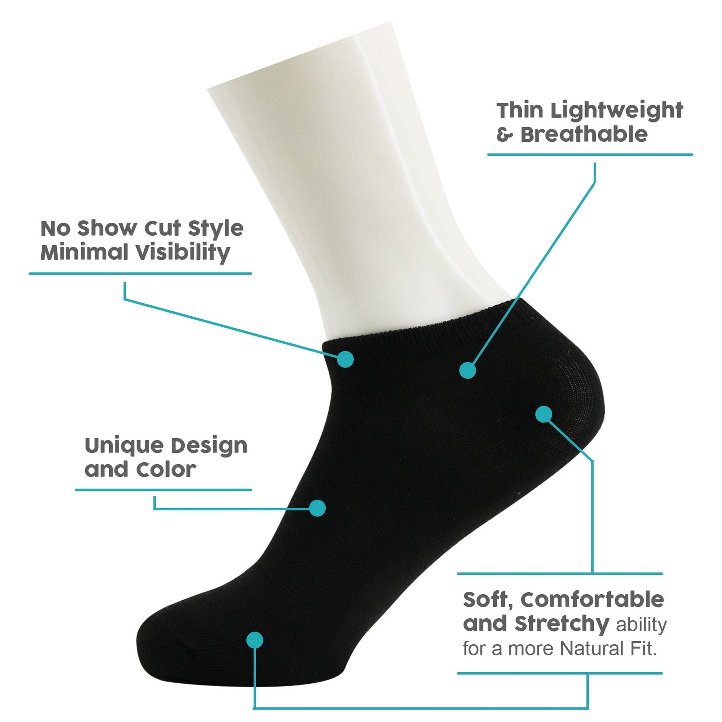Männer No Show Wholesale Socken, Größe 9-11 in Schwarz - Bulk Case von 96 Paaren