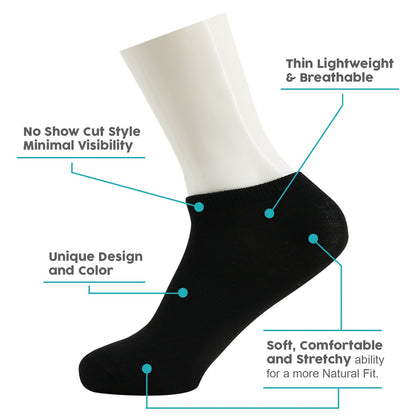 Männer No Show Wholesale Socken, Größe 9-11 in Schwarz - Bulk Case von 96 Paaren