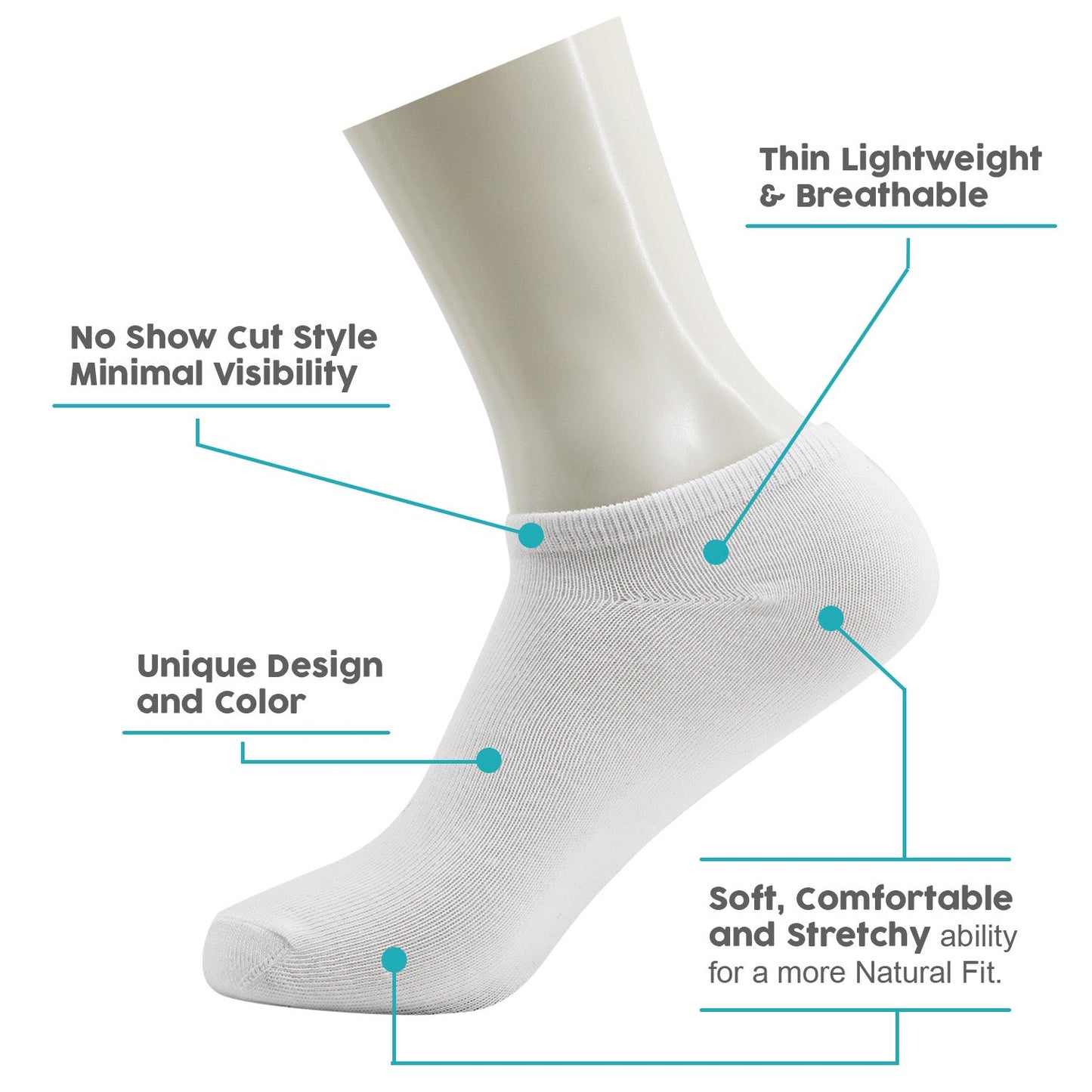 Männer No Show Wholesale Socken, Größe 9-11 in Weiß - Bulk Case von 96 Paaren