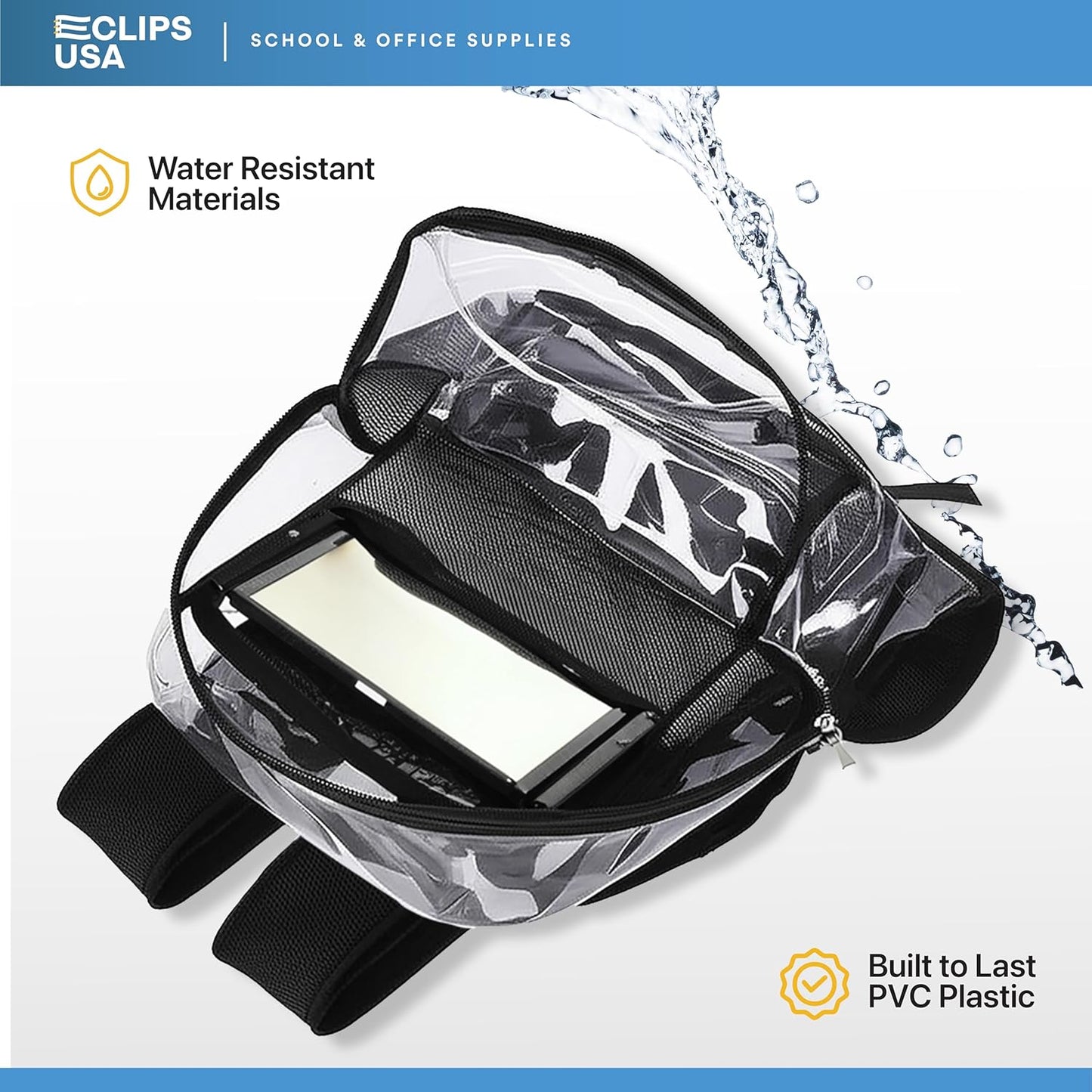 Klare Rucksäcke 17 Zoll – Transparente Buchtaschen für Schule, Sicherheit, Veranstaltungen – Langlebiges PVC mit verstärkten Straps – 24 Packung