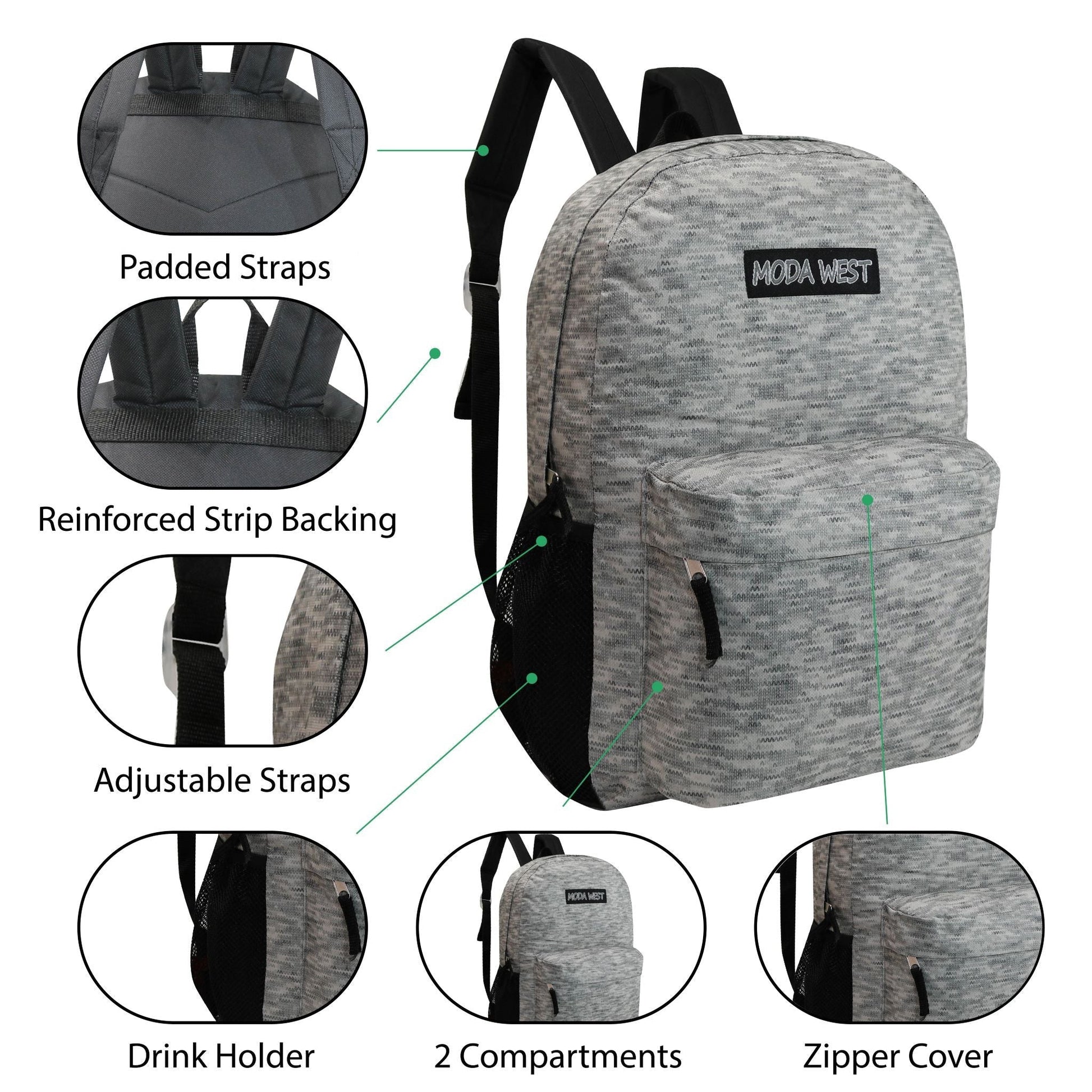 17' Classic Wholesale Rucksack in verschiedenen Drucken - Bulk Case von 24