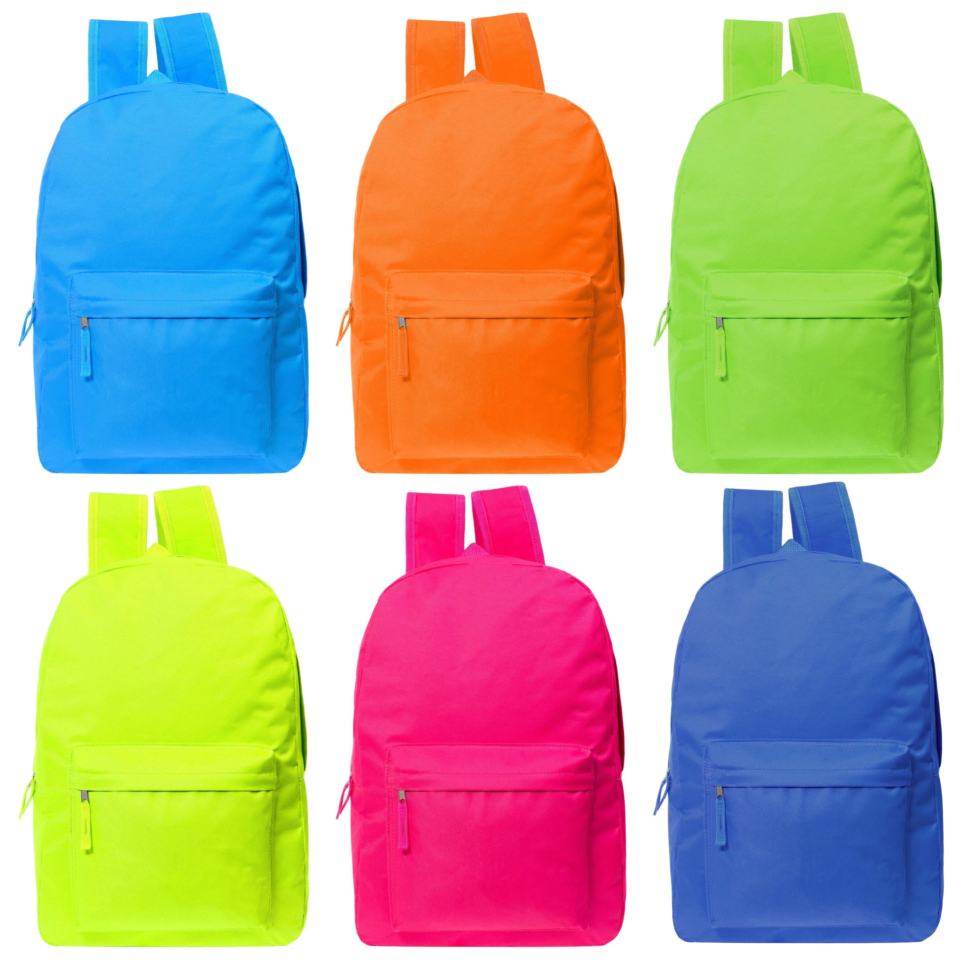 12 Großhandelsrucksäcke in 6 hellen Farben & 12 Bulk School Supply Kits Ihrer Wahl