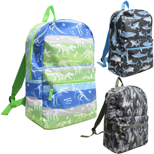 17' Kids Printed Wholesale Rucksäcke | 3 Dynamische Designs | Bulk Case von 24 Bookbags
