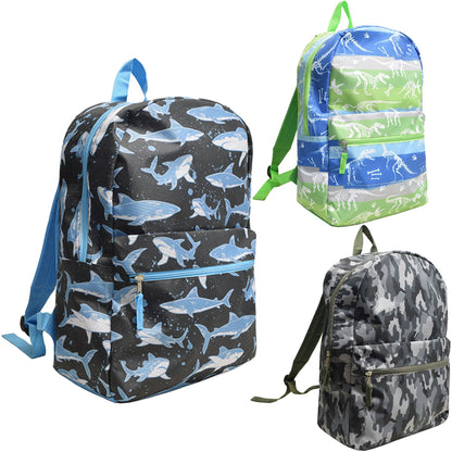 17' Kids Printed Wholesale Rucksäcke | 3 Dynamische Designs | Bulk Case von 24 Bookbags