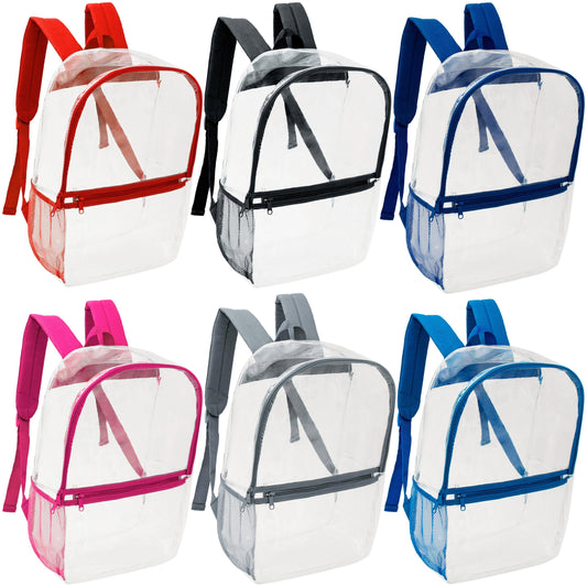 17' Großhandel Klar PVC Rucksäcke in verschiedenen Farben - Bulk Case von 24 Bookbags