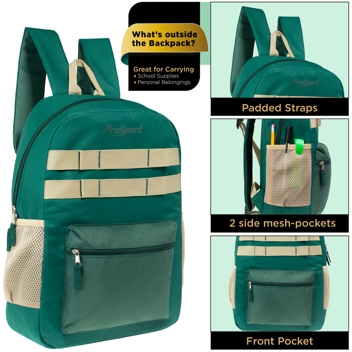 12 Multi-Color 17 'Rucksäcke mit Accent Trim & Ihre Wahl von 12 Bulk Hygiene Kits - Wholesale PFLEGE Package: Obdachlos, Notfall, Wohltätigkeit