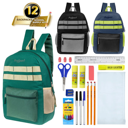 17 'Multi Color Wholesale Rucksäcke in Asst Farben & 12 Bulk School Supply Kits Ihrer Wahl