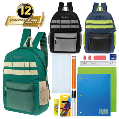 17 'Multi Color Wholesale Rucksäcke in Asst Farben & 12 Bulk School Supply Kits Ihrer Wahl