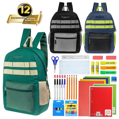 17 'Multi Color Wholesale Rucksäcke in Asst Farben & 12 Bulk School Supply Kits Ihrer Wahl