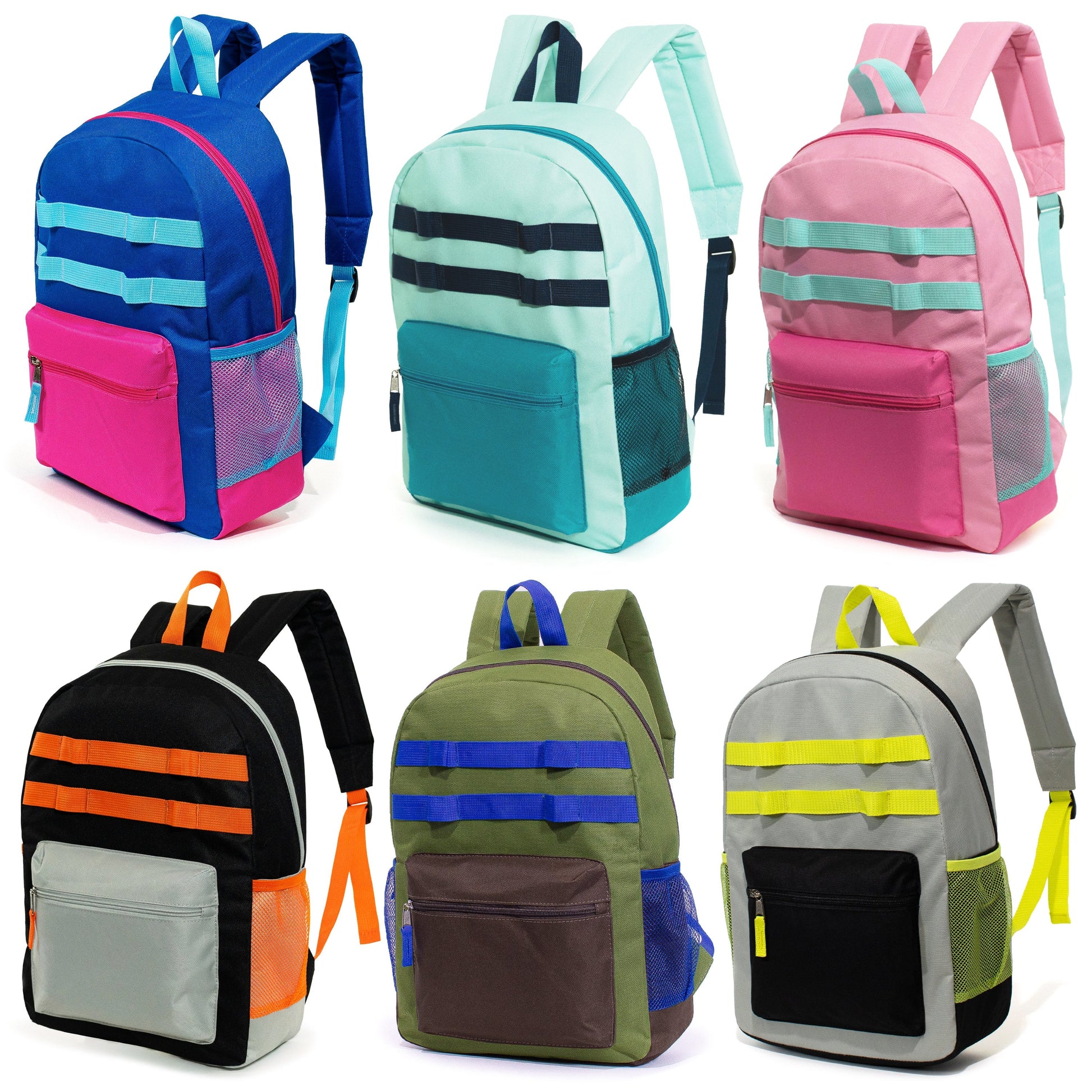 17' Wholesale Bungee Rucksäcke in 12 verschiedenen Farben - Bulk Case von 24 Bookbags